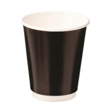 CUPS DOUBLE WALL PAPER HOT BLACK 280ML 25S