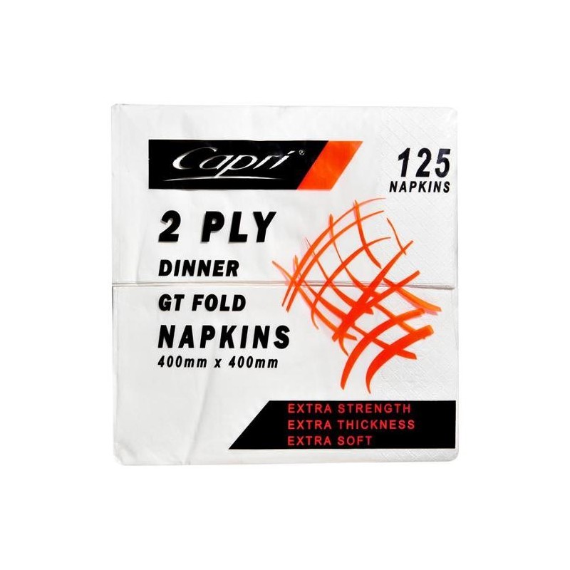 DINNER NAPKINS WHITE 2PLY 125S DINNER NAPKINS WHITE 2PLY 125S