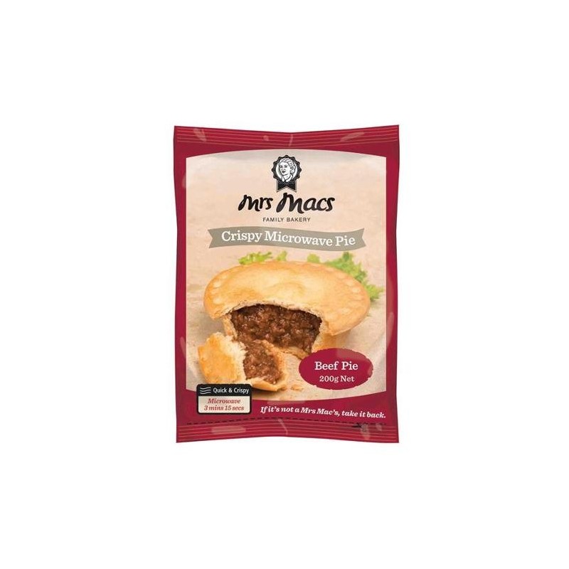 MRS MACS MICROWAVE BEEF PIE 200G MRS MACS MICROWAVE BEEF PIE 200G