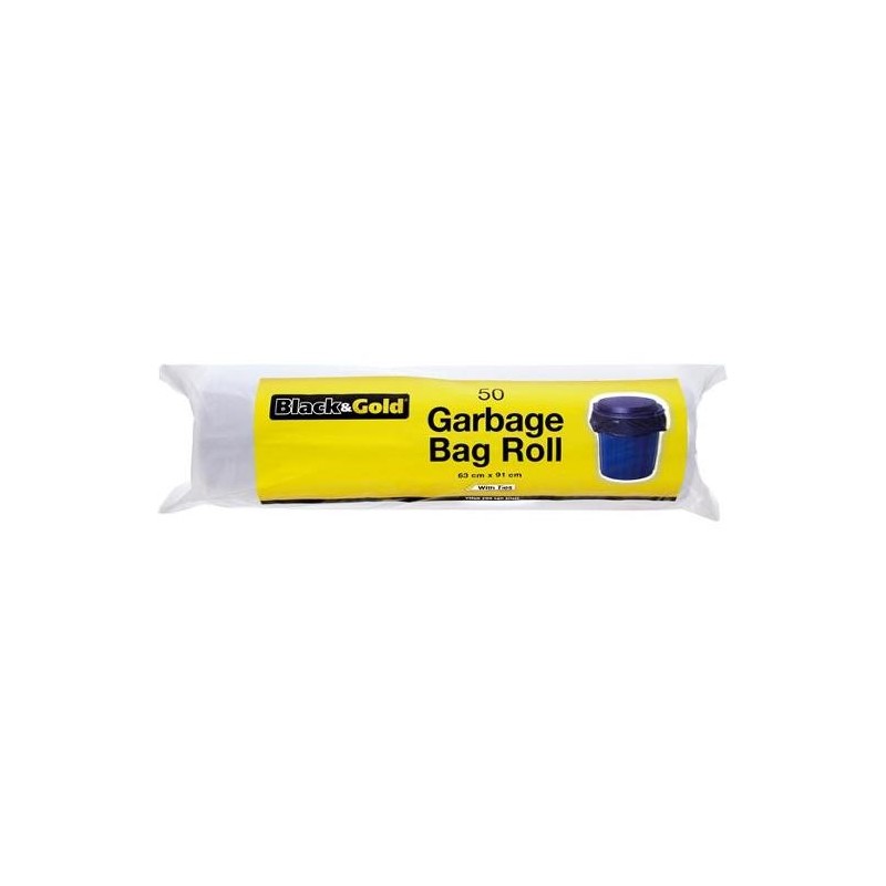 GARBAGE BAGS ROLL 63CM X 91 CMS WITH TIES 50S GARBAGE BAGS ROLL 63CM X 91 CMS WITH TIES 50S