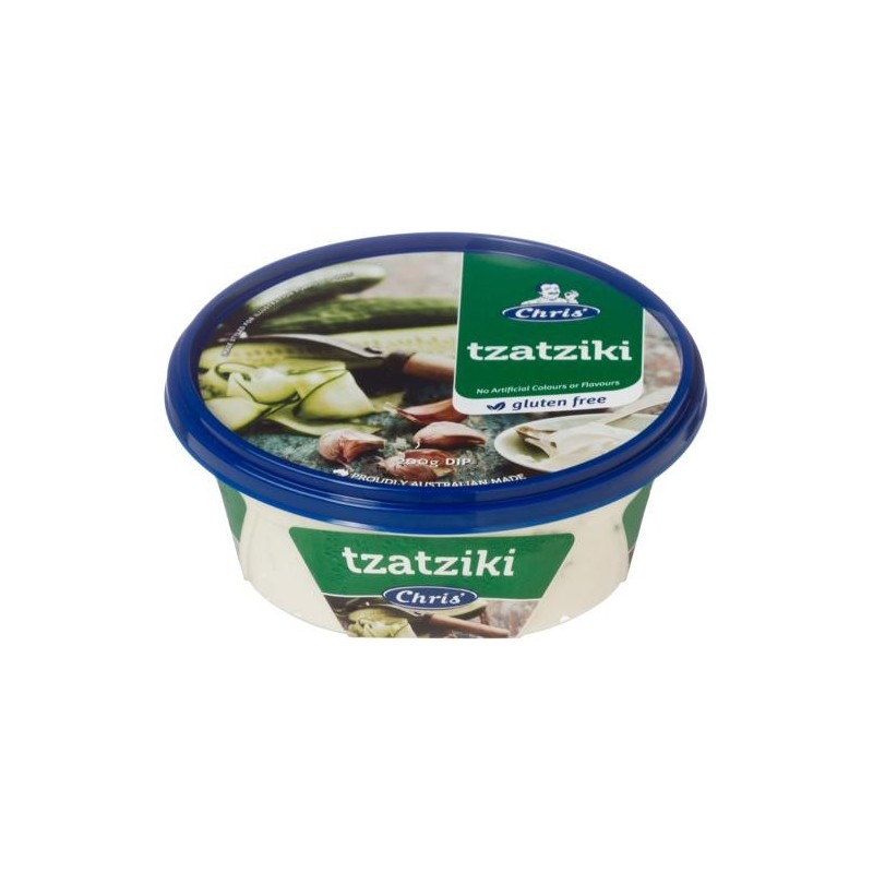 CHRIS DIPS TRADITIONAL TZATZIKI 200GM CHRIS DIPS TRADITIONAL TZATZIKI 200GM