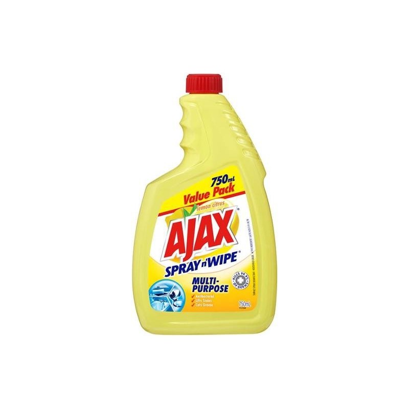 AJAX SPRAY N WIPE LEMON REFILL 750ML AJAX SPRAY N WIPE LEMON REFILL 750ML