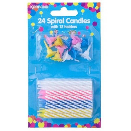 BIRTHDAY CANDLES 24PK + 12 HOLDERS