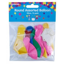 BALLOONS ROUND ASSORTED 12PK