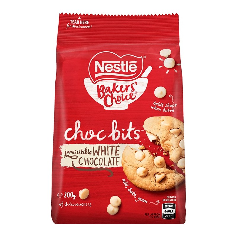 BAKERS CHOICE WHITE CHOC BITS 250G BAKERS CHOICE WHITE CHOC BITS 250G