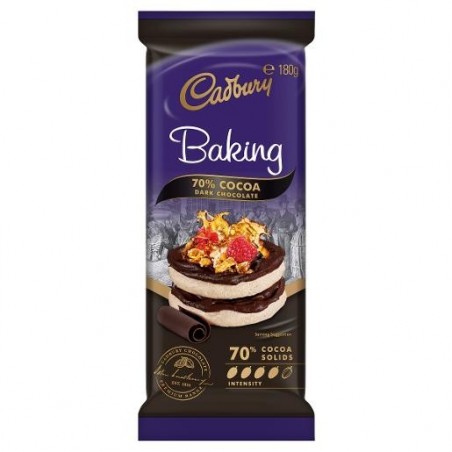 70% COCOA DARK BAKING CHOCOLATE  180GM