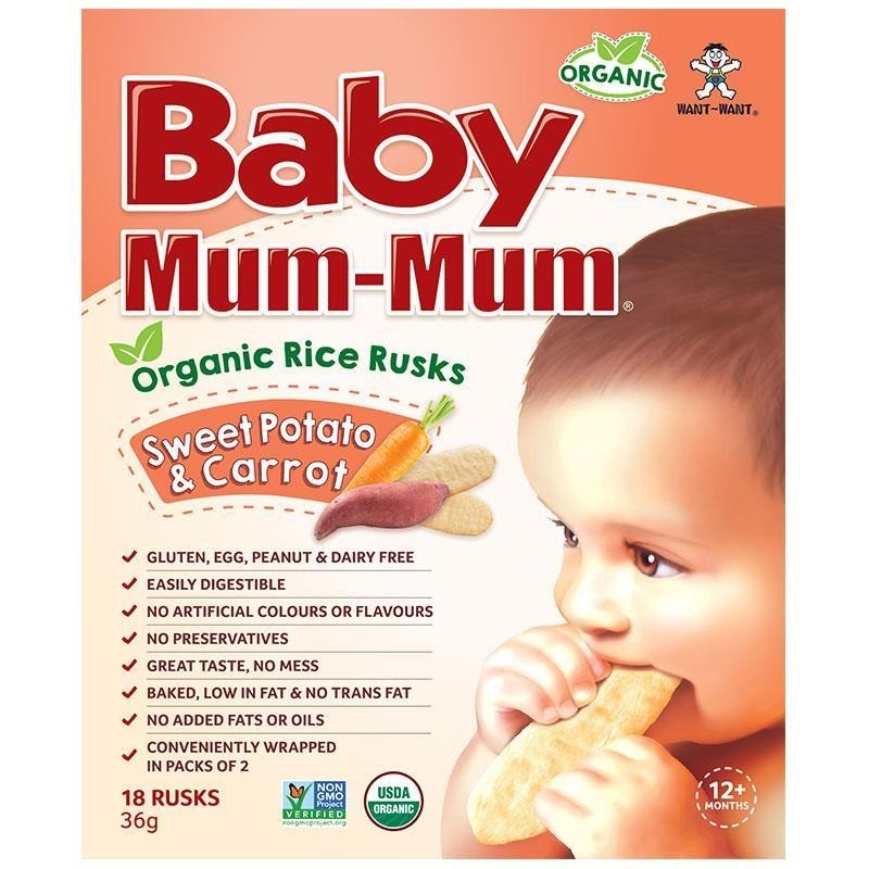 BABY MUM MUM RICE RUSKS BANANA 18PK 36GM BABY MUM MUM RICE RUSKS BANANA 18PK 36GM