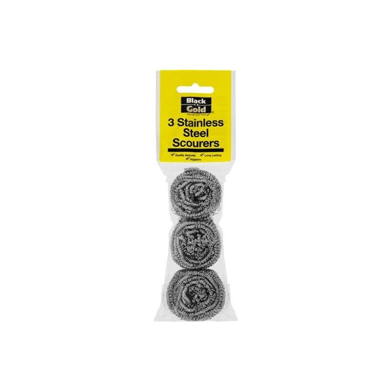 STAINLESS STEEL SCOURERS 3PK