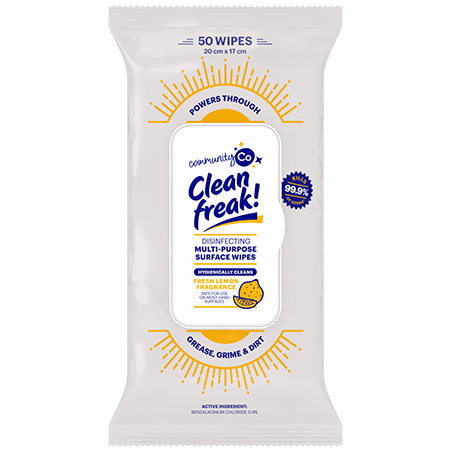 MULTI PURPOSE DISINFECTING CLEANING WIPES CLEAN FREAK 50PK