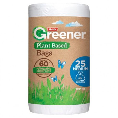 MEDIUM KITCHEN TIDY GREENER BAGS PLANT BASED 27L 25S