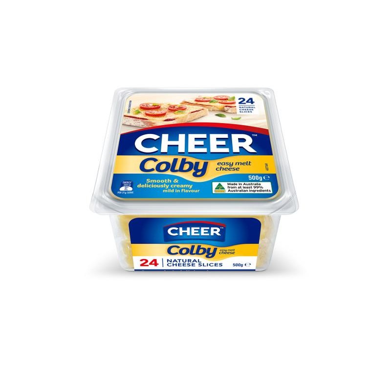 COLBY SLICED CHEESE 24PK 500GM
