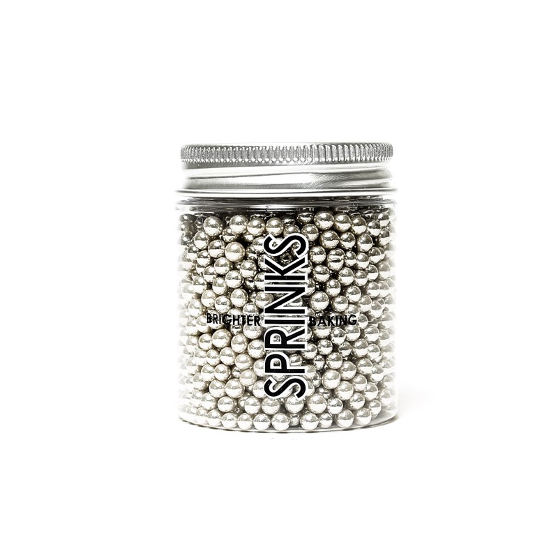 SILVER CACHOUS 4MM SPRINKLES 85GM SILVER CACHOUS 4MM SPRINKLES 85GM