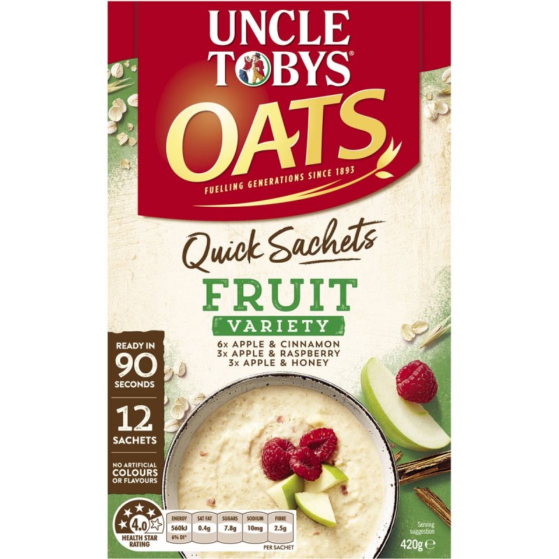 QUICK OATS FRUIT VARIETY SACHETS BREAKFAST CEREAL 10PK QUICK OATS FRUIT VARIETY SACHETS BREAKFAST CEREAL 10PK