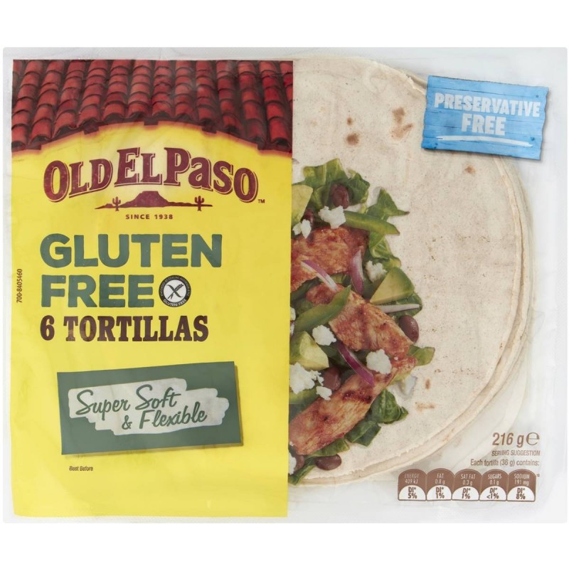TORTILLAS GLUTEN FREE 6PK 216GM TORTILLAS GLUTEN FREE 6PK 216GM