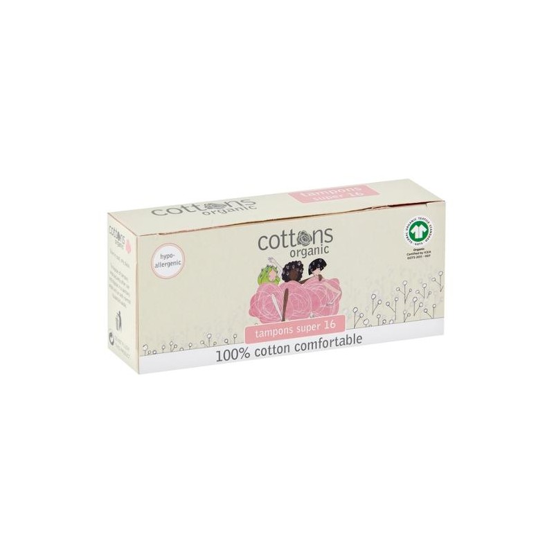 100% COTTON ORGANIC SUPER TAMPONS 16'S 100% COTTON ORGANIC SUPER TAMPONS 16'S