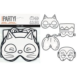HALLOWEEN CRAFT COLOUR-IN PAPER MASKS 8PK
