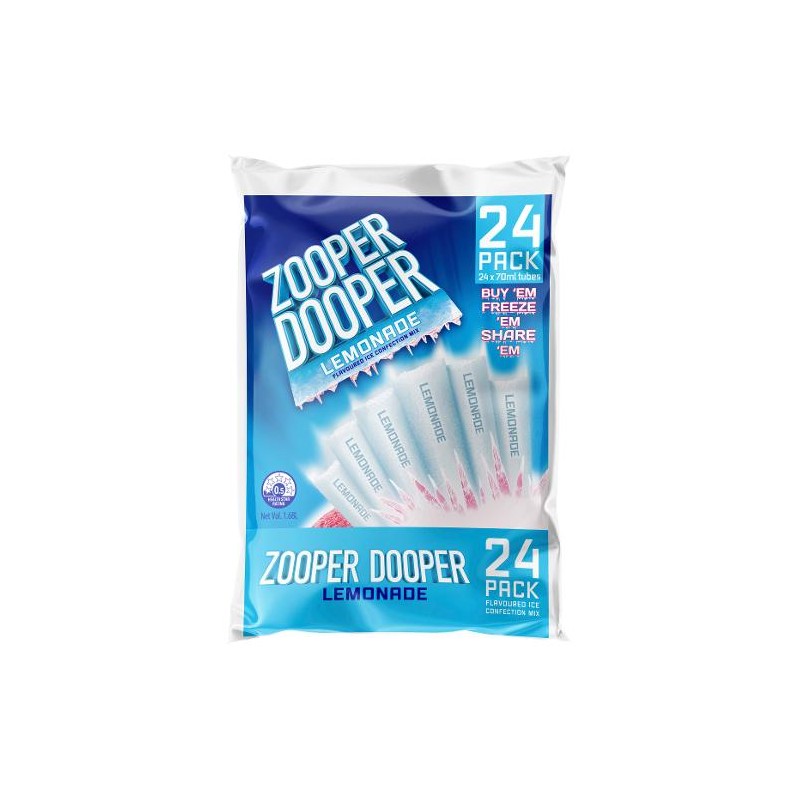 ZOOPER DOOPER WATER ICE LEMONADE 24X70ML ZOOPER DOOPER WATER ICE LEMONADE 24X70ML