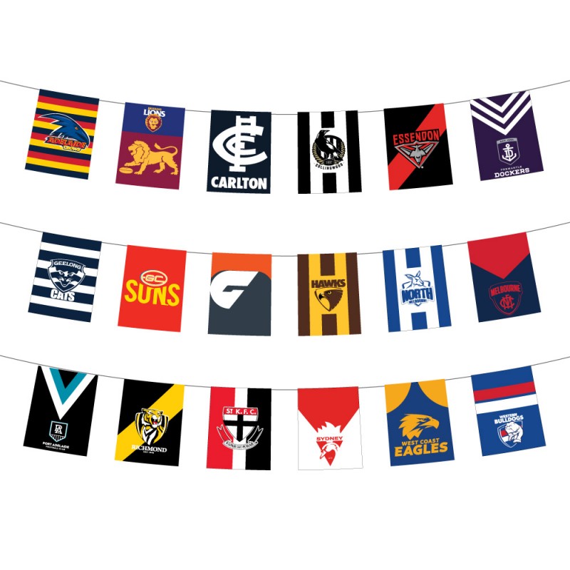 AFL ALL TEAM BUNTING (ALL 18 TEAMS, INDOOR USE) 1EA