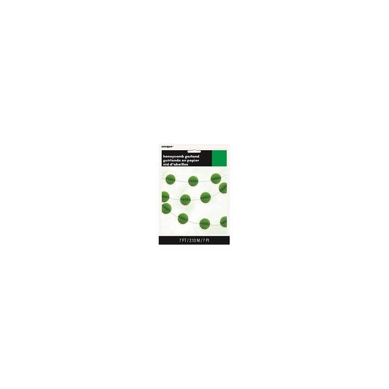 HONEYCOMB BALL GARLAND GREEN  7FT