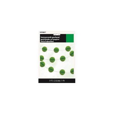 HONEYCOMB BALL GARLAND GREEN  7FT