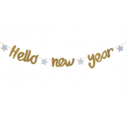 HELLO NEW YEAR GLITTER BANNER BUNTING