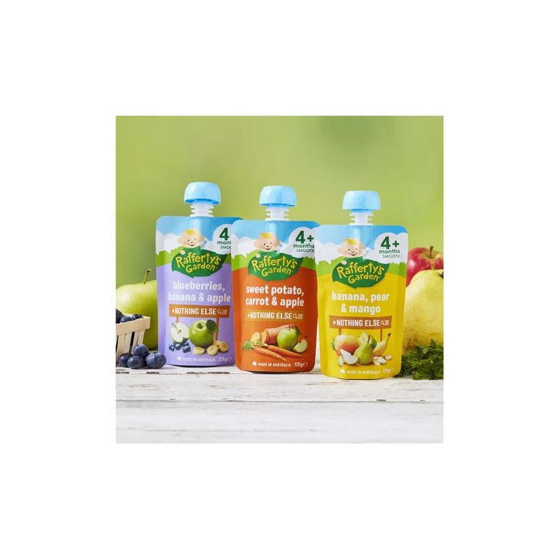 RAFFERTY SWEET POTATO CARROT AND APPLE BABY FOOD 4MONTHS+ 120GM RAFFERTY SWEET POTATO CARROT AND APPLE BABY FOOD 4MONTHS+ 120GM
