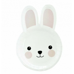 EASTER BUNNY SHAPE PAPER PLATES 8PK