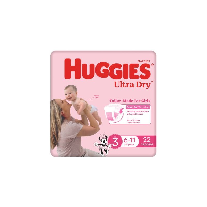 CRAWLER GIRL NAPPIES 6-11KG SIZE 3 22S