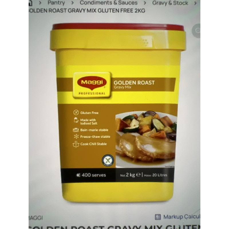 GOLDEN ROAST GRAVY MIX GLUTEN FREE 2KG GOLDEN ROAST GRAVY MIX GLUTEN FREE 2KG