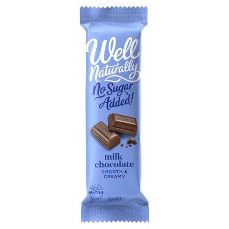 CREAMY MILK CHOCOLATE BAR NO SUGAR ADDED 45GM