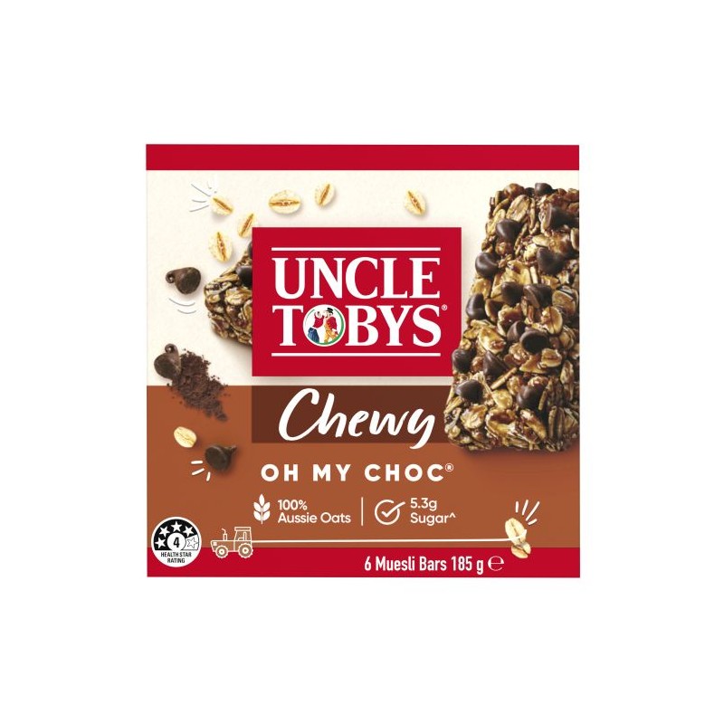 OH MY CHOC CHEWY MUESLI BARS 6 PACK 185GM OH MY CHOC CHEWY MUESLI BARS 6 PACK 185GM