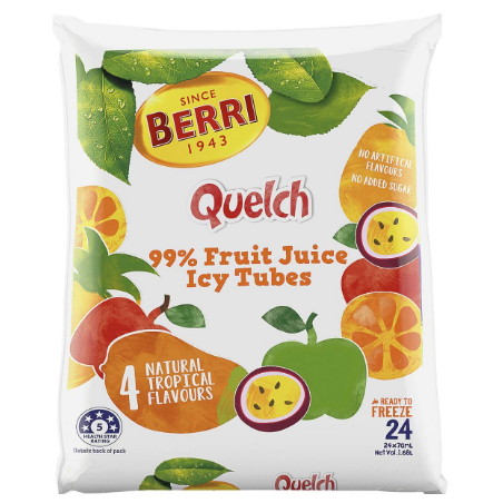 QUELCH FRUIT STICKS ICY POLES 24X70ML