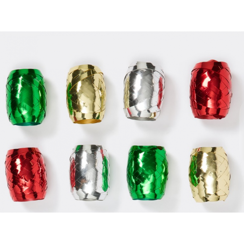 CHRISTMAS CURLING RIBBON TRADITIONAL AND BRIGHT 8PK
