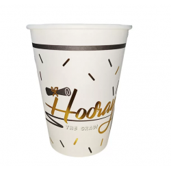 CUPS PAPER GRADUATION HOORAY 12OZ 8PK