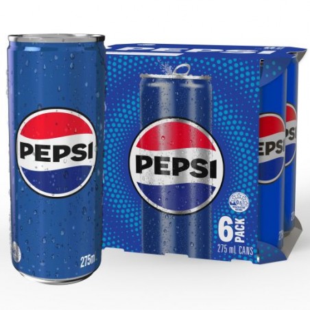 PEPSI COLA SOFT DRINK MINI CAN 6X275ML