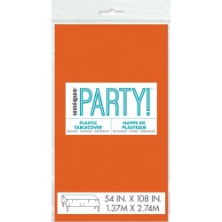 ORANGE PLASTIC TABLECOVER RECTANGLE 137CM X 274CM