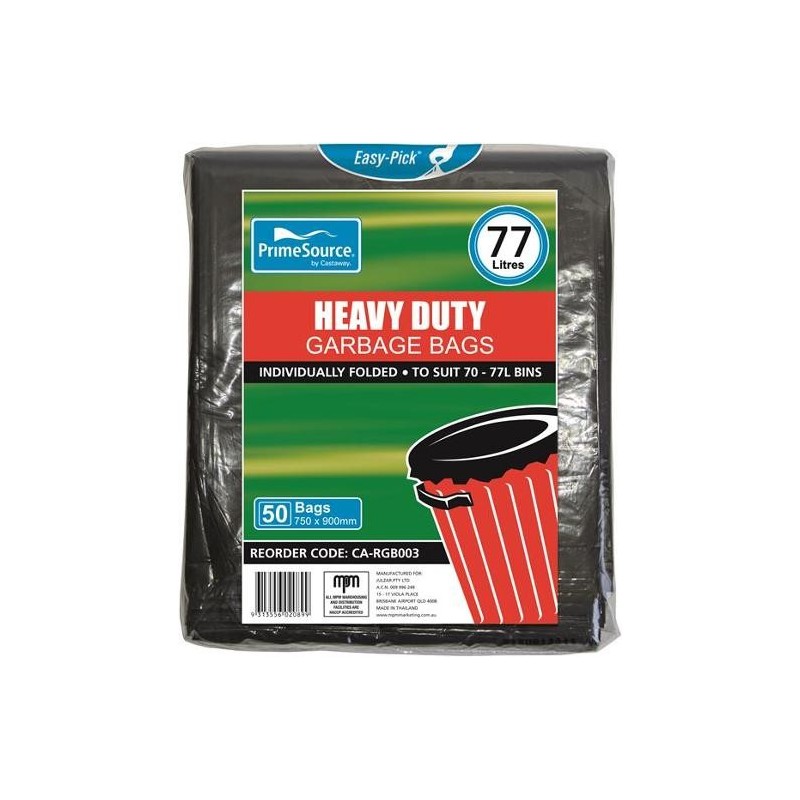 GARBAGE BAGS HEAVY DUTY EASY-PICK BLACK 7-77L 50S GARBAGE BAGS HEAVY DUTY EASY-PICK BLACK 7-77L 50S