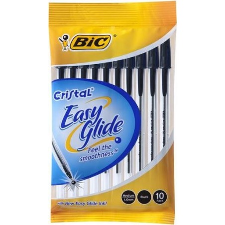 CRISTAL EASY GLIDE PEN BLACK POUCH 10PK