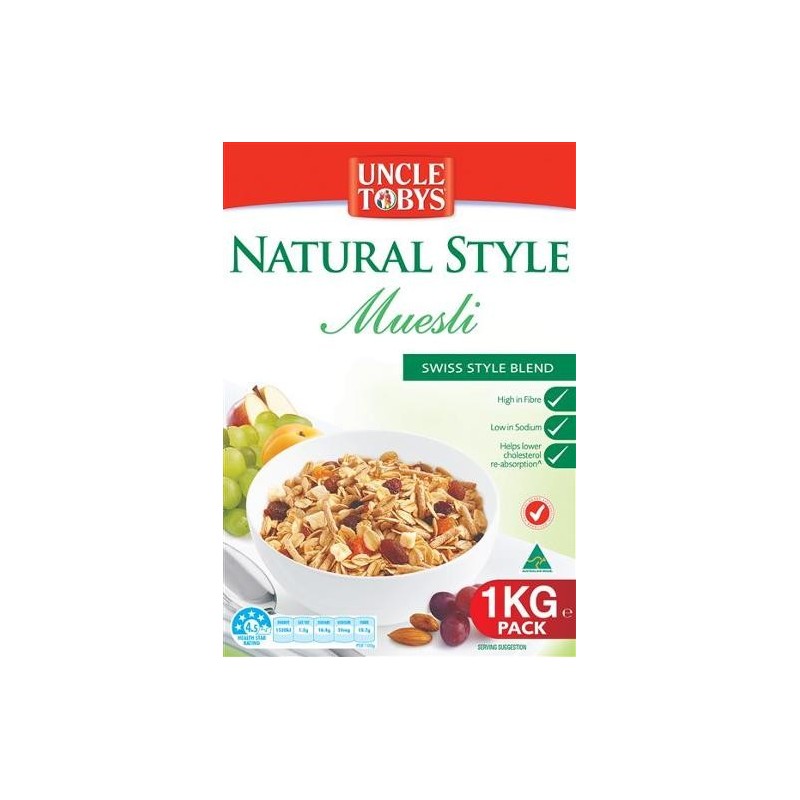 NATURAL SWISS STYLE MUESLI BREAKFAST CEREAL 1KG NATURAL SWISS STYLE MUESLI BREAKFAST CEREAL 1KG