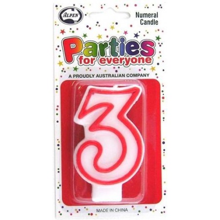 NUMERAL 3 CANDLES 1PK