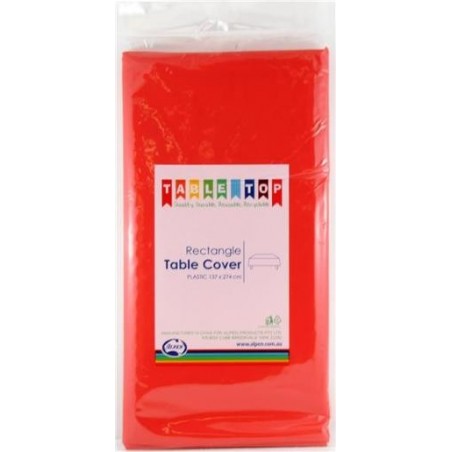 RED PLASTIC TABLE COVER 1EA