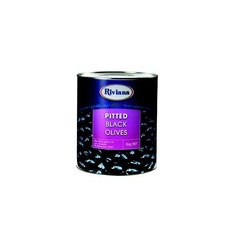 OLIVES BLACK PITTED 3KG A10
