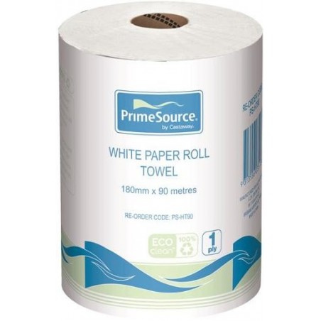 WHITE PAPER HAND TOWEL ROLL 18CM