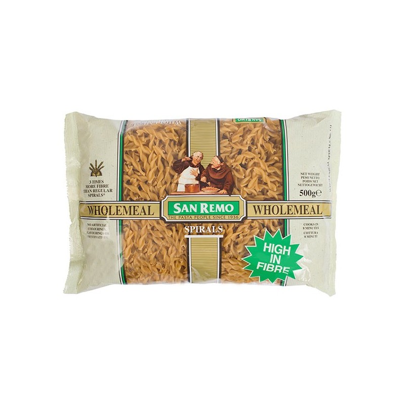 WHOLEMEAL SPIRALS 500GM WHOLEMEAL SPIRALS 500GM